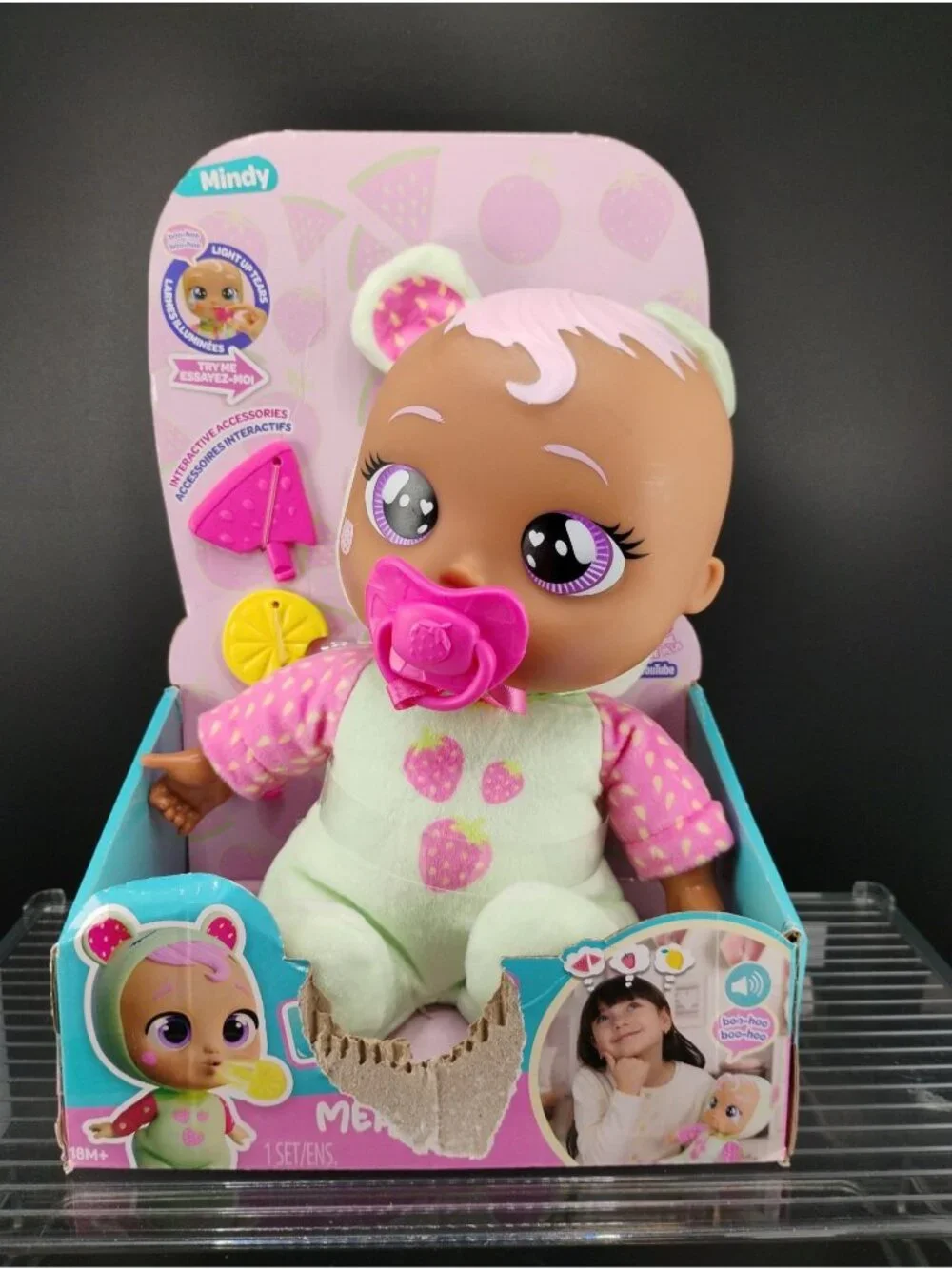 Cry Babies Interactive Doll Mindy Strawberry Outfit Light-Up Tears